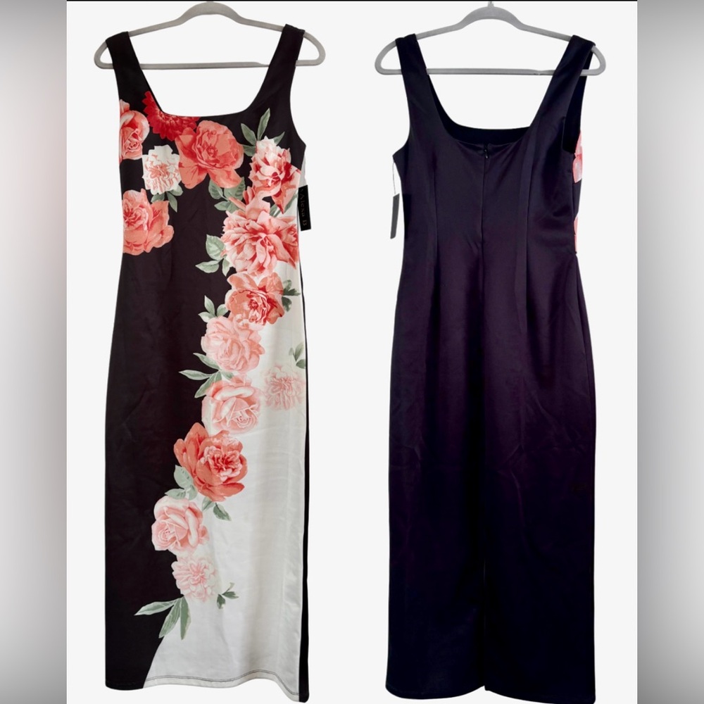ALEXA B Floral Sheath Scuba Tank Dress Sz 8 Pink Rose Garden Party Wedding NWT
